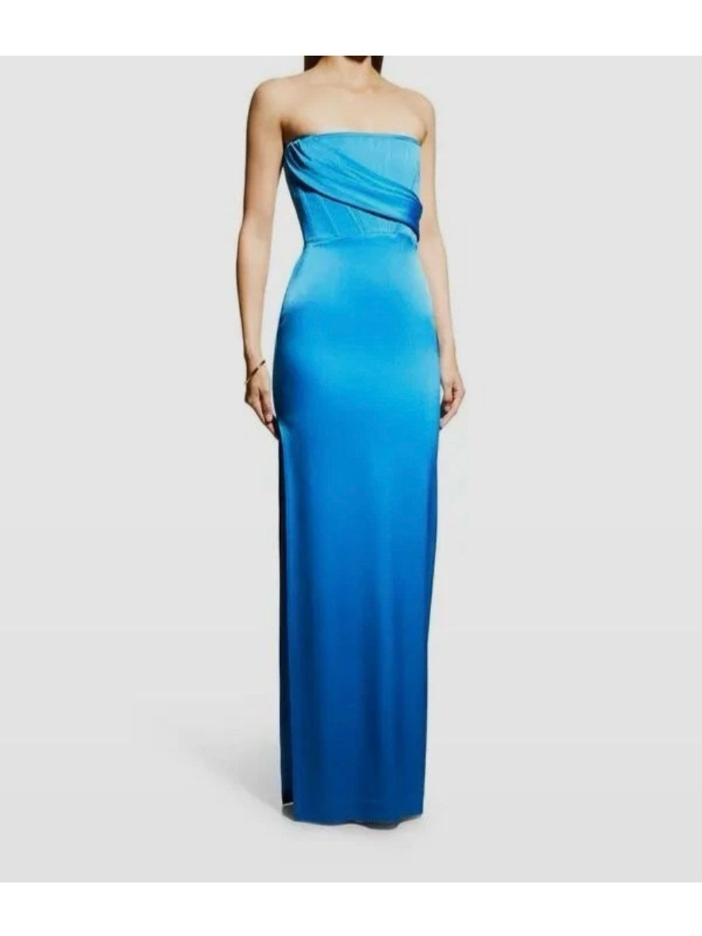 Strapless Blue Evening Gown